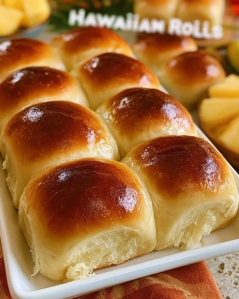 Freshly baked Hawaiian Rolls served on a platter.