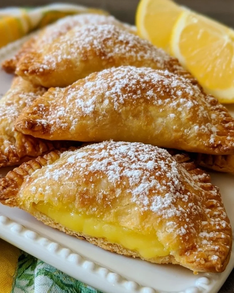 Delicious lemon hand pies on a rustic wooden table